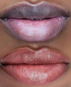 two pairs of lip blushed lips